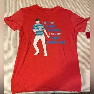 Jimmy Fallon I got my tight pants on shirt, size medium color, red